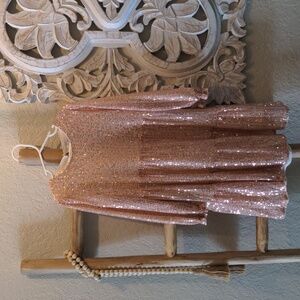 Little girl blush pink sequined dress